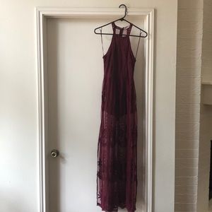 Shop Impressions burgundy maxi romper